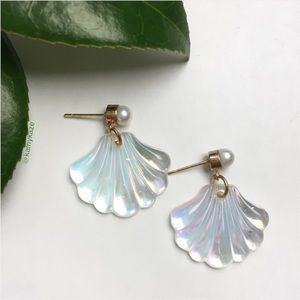 New! Iridescent Seashell Drop Earrings